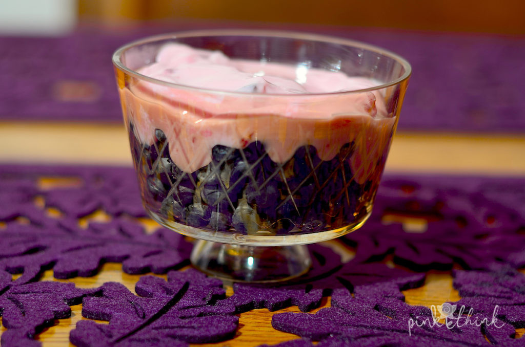 Blueberries in a Bowl with Yoplait Cherry Yogurt